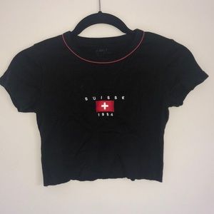 Black Suisse crop top.